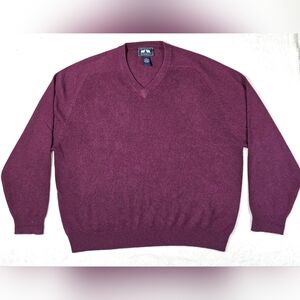 WOODS & GRAY Men’s Size XL Burgundy Red V-neck CASHMERE SWEATER Pullover